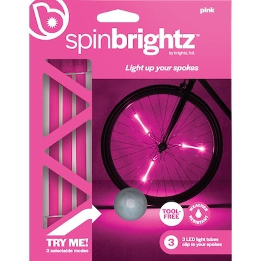 Brightz Spinbrightz LED Bike Spoke Lights Pink‎ 3-Mode Waterproof Set NEW